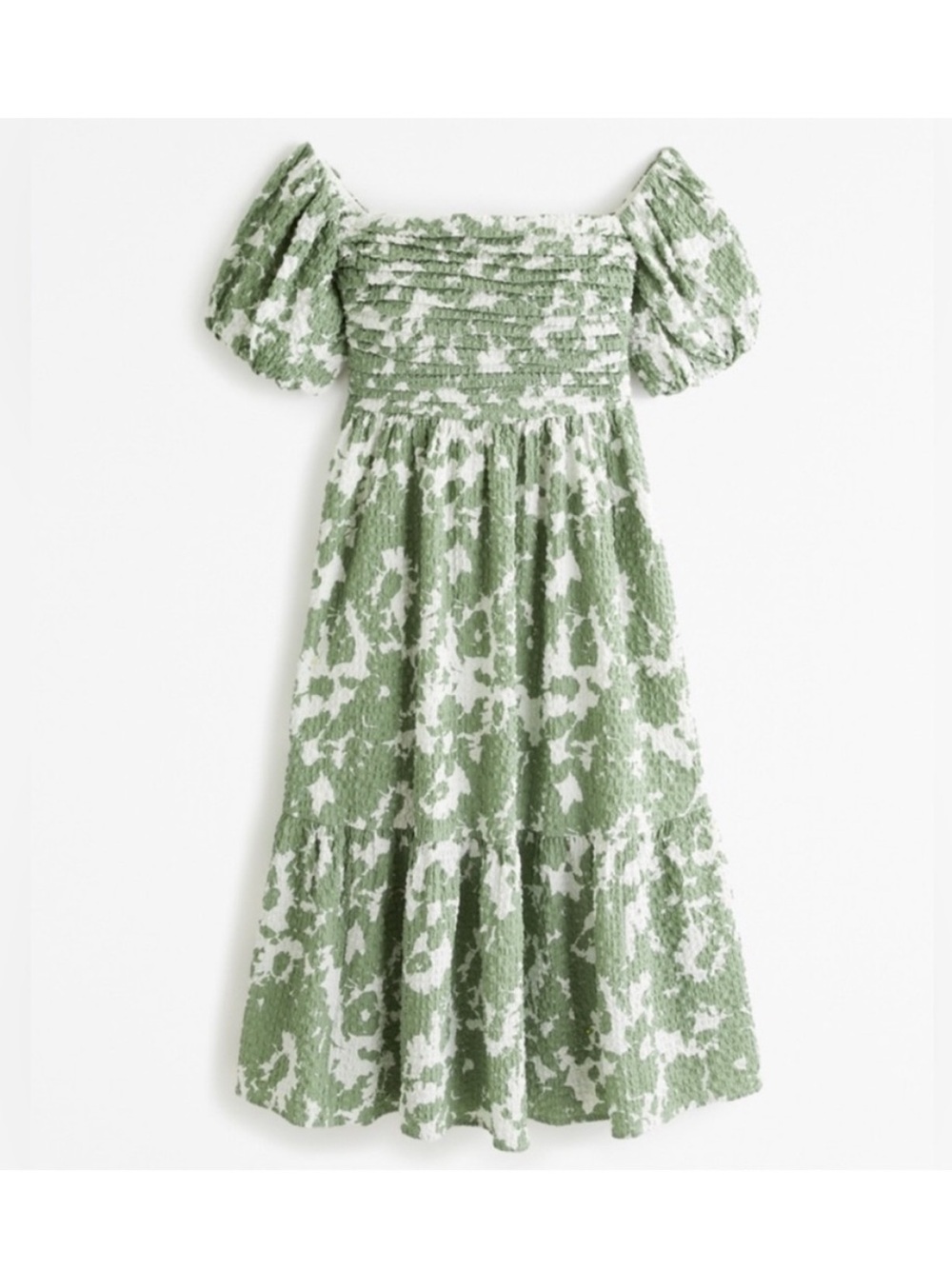 Abercrombie & Fitch Green and White Emerson off shoulder Midi Dress